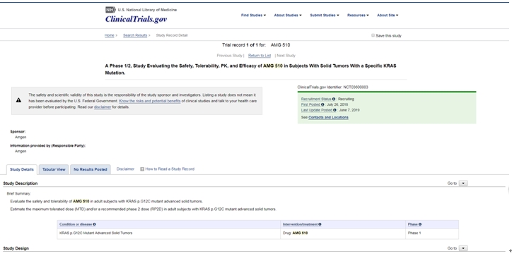 出国看病 首款KRAS抑制剂AMG 510控制率达90%